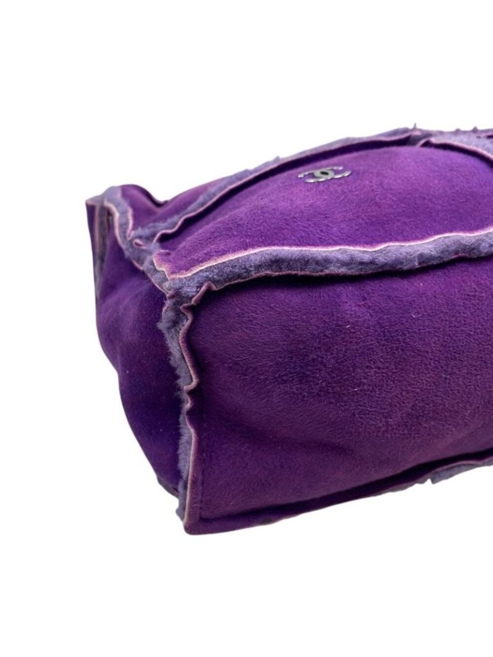 ★SOLD★ Chanel Shoulder Bag Mouton Suede CC Logo Purple Silver - Picture 6 of 16